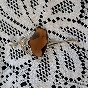 Ballerina Dancer Pendant Ballet Silver Tone And Smokey Brown Skirt  Rhinestone